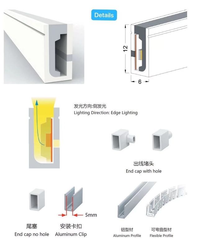 lampu neon led tidak ada spoting light indoor decor 24V 12V silicone flexibel strip light