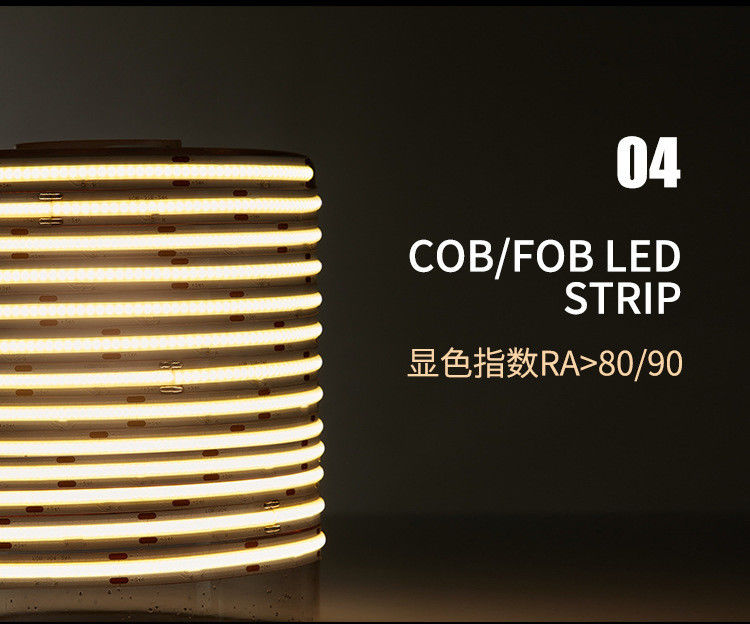 480leds/M LED Strip COB 12V Kepadatan Tinggi 4000K 10W Dekorasi Rumah