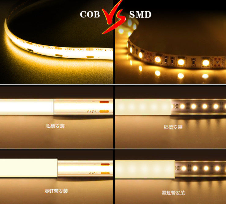 Mengubah Warna Cerdas 24V COB RGBW LED Strip 10mm Tahan Air 2700K-6500K