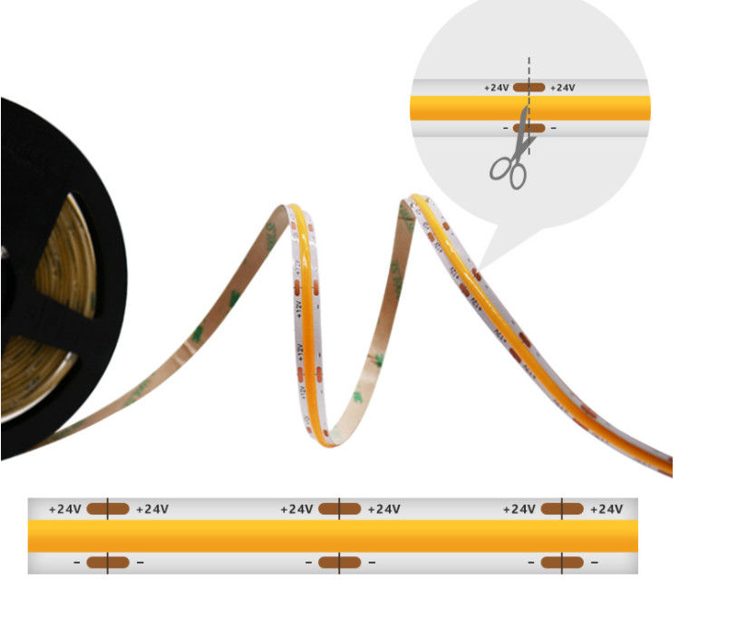 2 Warna 2700-6500K Dimmable COB LED Strip 12V 10W Kecerahan Tinggi