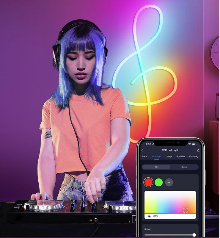 110-120V Silicone Neon Strip Light IP20 / IP65 / IP67 / IP68 Dengan Adaptor Konektor