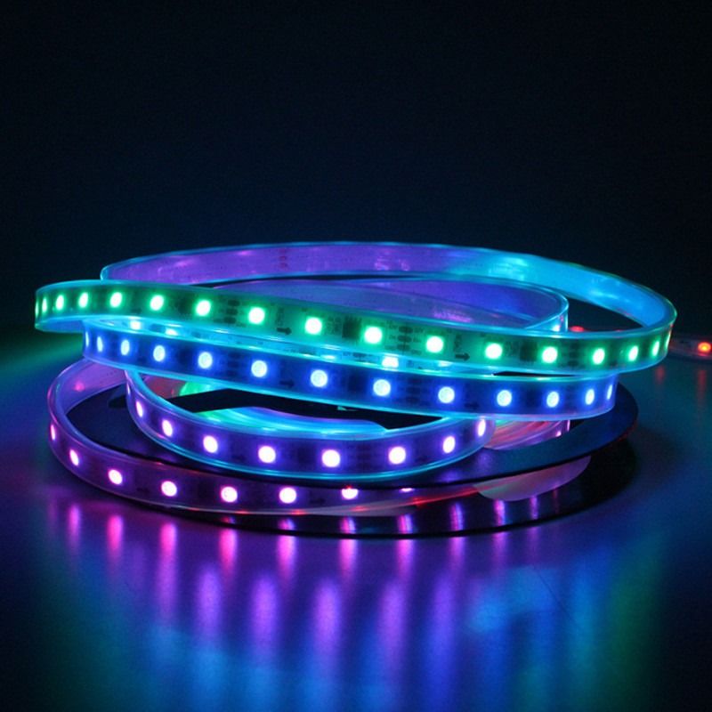Lampu Strip LED Fleksibel RGB WS2812B 5050SMD Individual Addressable 16.4FT 60Pixels / M 300Pixels LED Pixel Strip