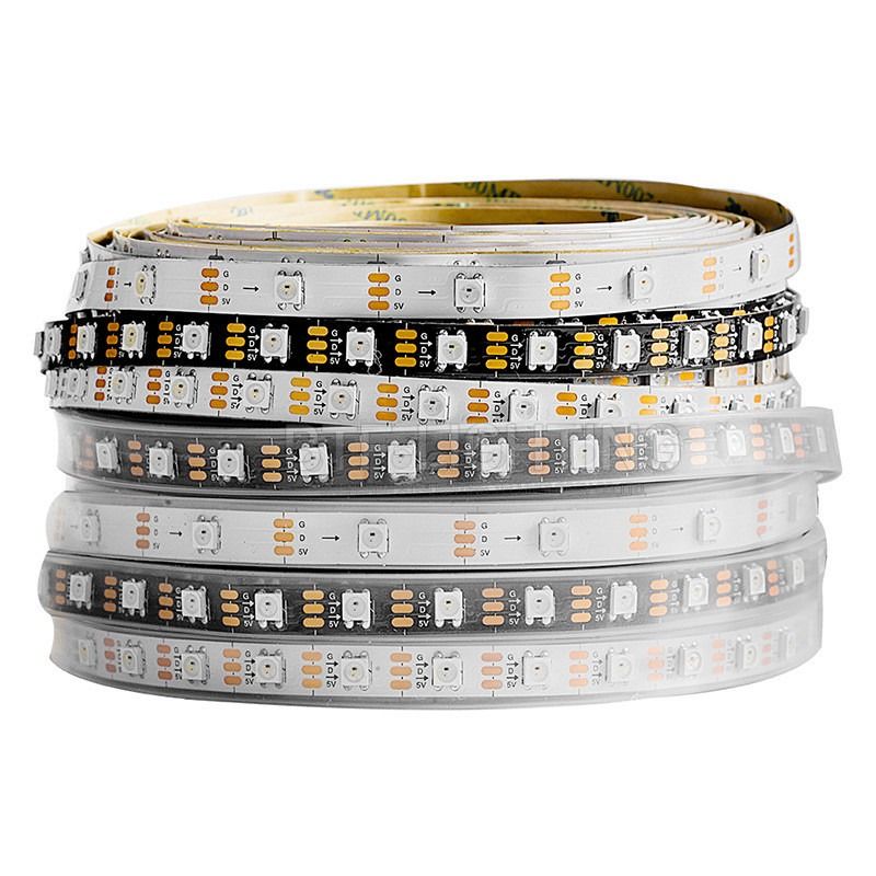 Lampu Strip LED Fleksibel RGB WS2812B 5050SMD Individual Addressable 16.4FT 60Pixels / M 300Pixels LED Pixel Strip
