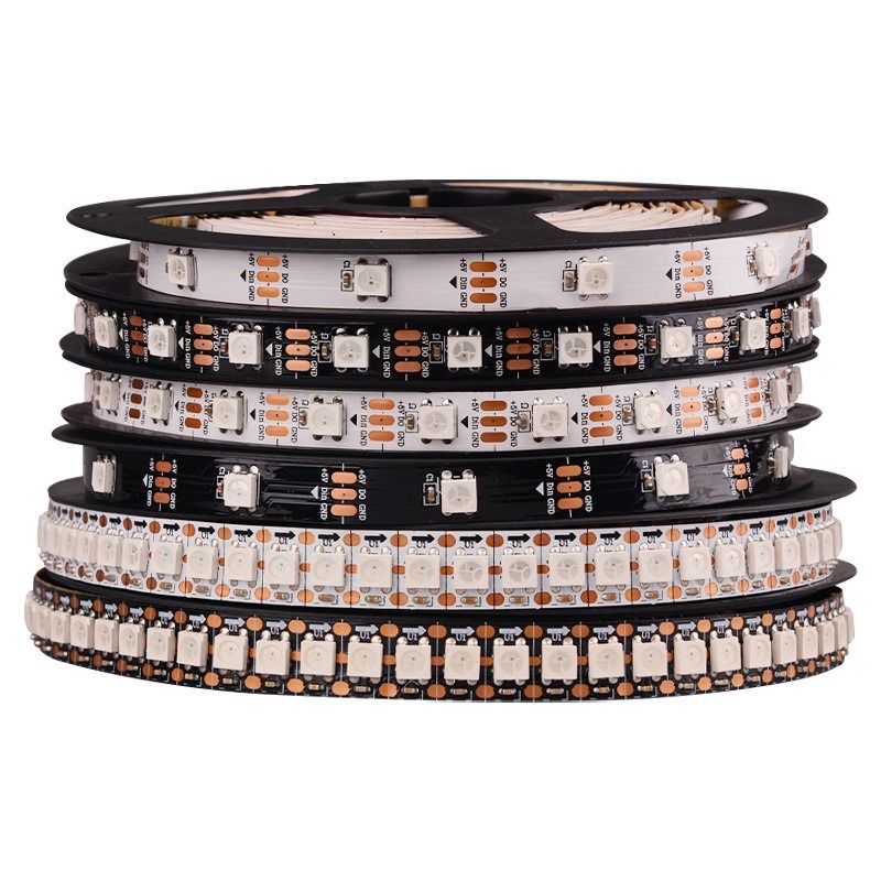 Lampu Strip LED Fleksibel RGB WS2812B 5050SMD Individual Addressable 16.4FT 60Pixels / M 300Pixels LED Pixel Strip