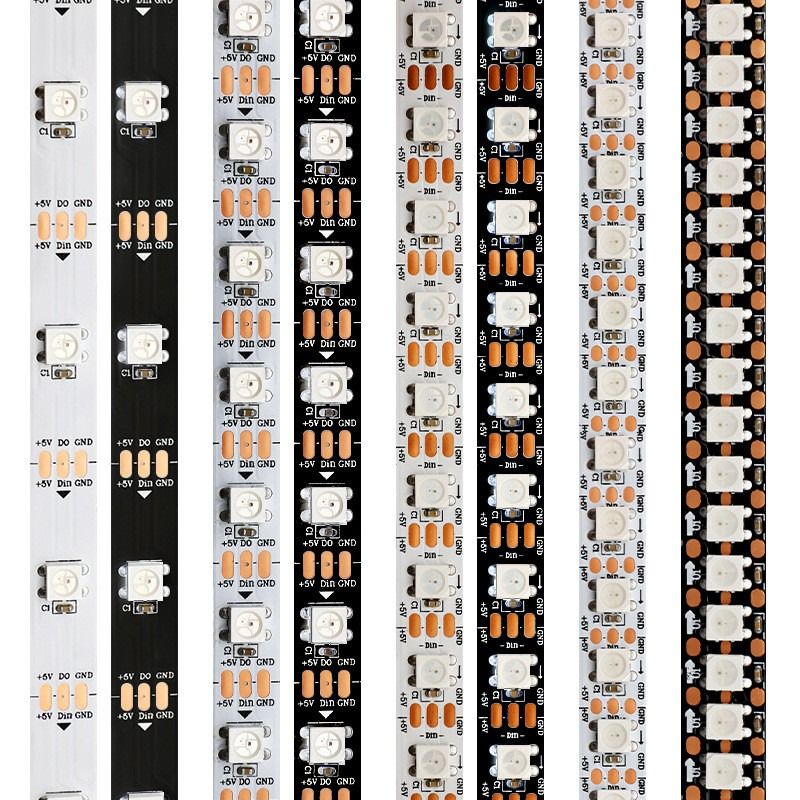 Lampu Strip LED Fleksibel RGB WS2812B 5050SMD Individual Addressable 16.4FT 60Pixels / M 300Pixels LED Pixel Strip