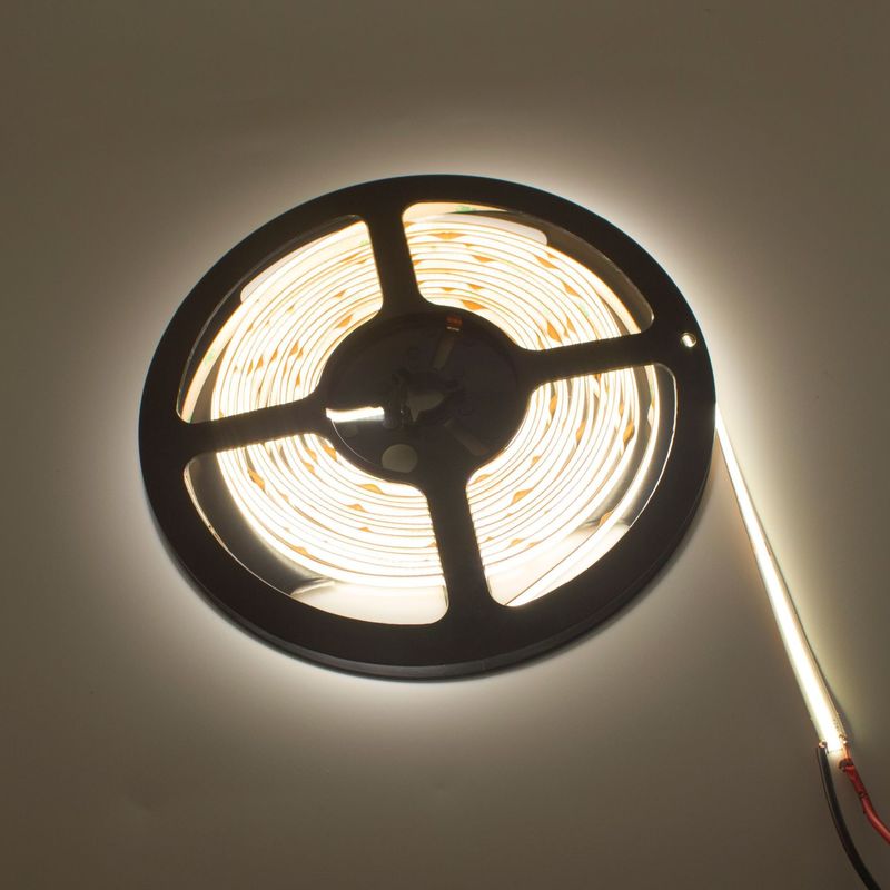Kepadatan Tinggi 320 Led / M Fleksibel 24V COB LED Strip Light flex 10W putih hangat