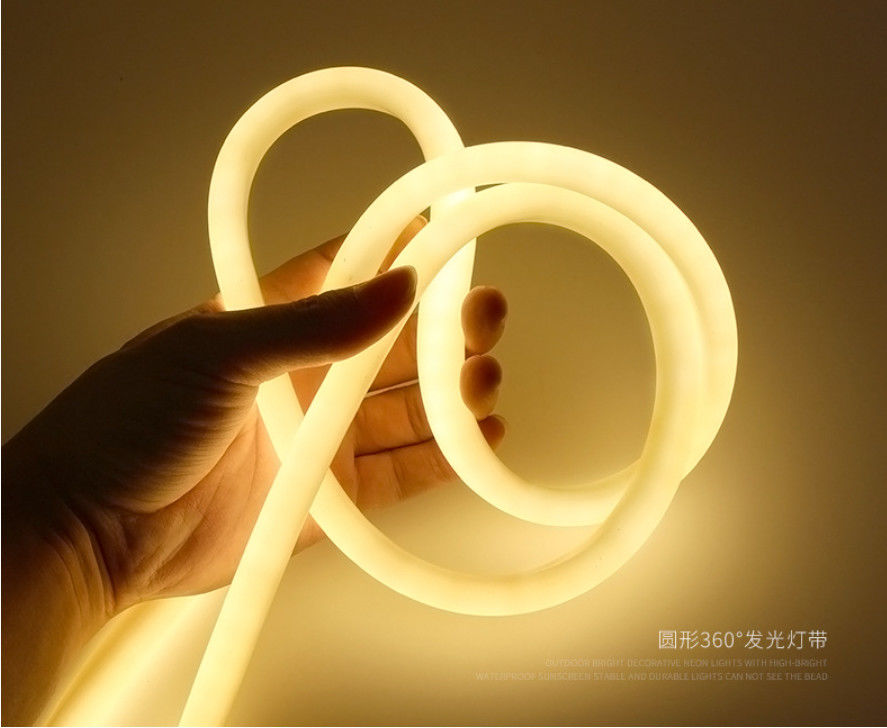 LED Silicone Neon Light 24V IP67 Neon Flexible Strip Light Warna Putih Hangat